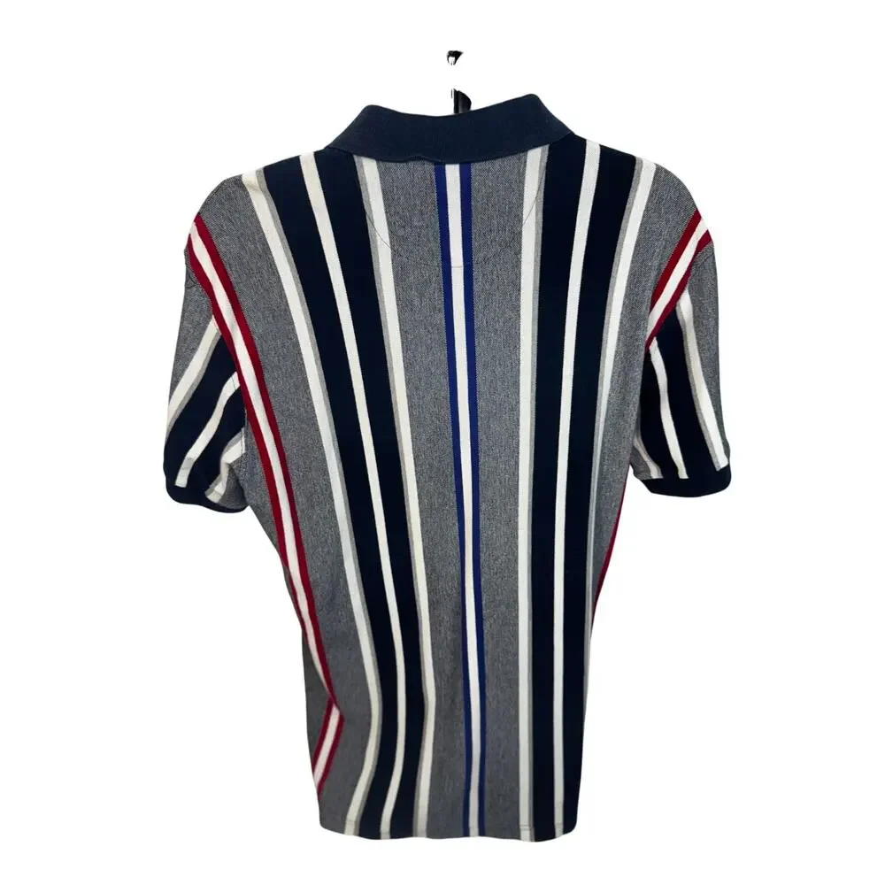 Chaps Ralph Lauren Polo Shirt Men's L Striped Crest Logo Cotton Preppy Golf